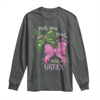 Green and Pink Coquette Bow Long Sleeve Shirt Pink Goes Good With Green