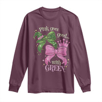 Green and Pink Coquette Bow Long Sleeve Shirt Pink Goes Good With Green