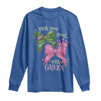 Green and Pink Coquette Bow Long Sleeve Shirt Pink Goes Good With Green