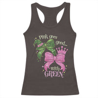 Green and Pink Coquette Bow Racerback Tank Top Pink Goes Good With Green