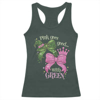 Green and Pink Coquette Bow Racerback Tank Top Pink Goes Good With Green