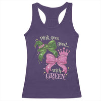 Green and Pink Coquette Bow Racerback Tank Top Pink Goes Good With Green
