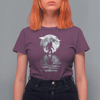 Bigfoot T Shirt For Women Sasquatch Under The Moon Cryptid - Wonder Print Shop