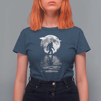 Bigfoot T Shirt For Women Sasquatch Under The Moon Cryptid - Wonder Print Shop