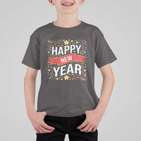 Happy New Year 2025 T Shirt For Kid Confetti Fireworks Party Supplies Family Matching - Wonder Print Shop