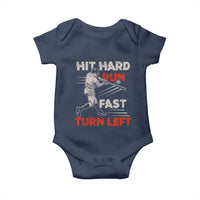 Baseball Lover Baby Onesie Hit Hard Run Fast Turn Left Softball Fan