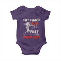 Baseball Lover Baby Onesie Hit Hard Run Fast Turn Left Softball Fan