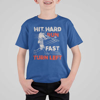 Baseball Lover T Shirt For Kid Hit Hard Run Fast Turn Left Softball Fan