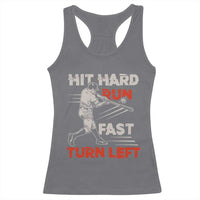 Baseball Lover Racerback Tank Top Hit Hard Run Fast Turn Left Softball Fan