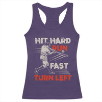 Baseball Lover Racerback Tank Top Hit Hard Run Fast Turn Left Softball Fan