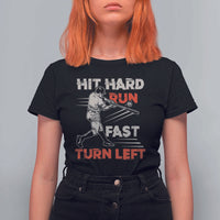 Baseball Lover T Shirt For Women Hit Hard Run Fast Turn Left Softball Fan