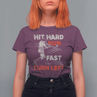 Baseball Lover T Shirt For Women Hit Hard Run Fast Turn Left Softball Fan