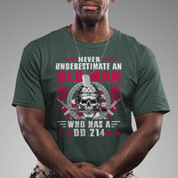 Never Underestimate An Old Man Who Has A DD214 T-Shirt for Veterans, DD214 Shirt, Patriotic Shirt, Veterans Shirt, US Military Shirt T Shirt - Wonder Print Shop