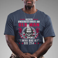 Never Underestimate An Old Man Who Has A DD214 T-Shirt for Veterans, DD214 Shirt, Patriotic Shirt, Veterans Shirt, US Military Shirt T Shirt - Wonder Print Shop