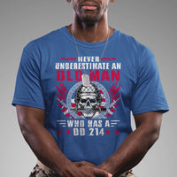 Never Underestimate An Old Man Who Has A DD214 T-Shirt for Veterans, DD214 Shirt, Patriotic Shirt, Veterans Shirt, US Military Shirt T Shirt - Wonder Print Shop