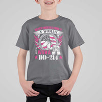 Female Veteran T Shirt For Kid Never Underestimate A Woman With DD214 US Military