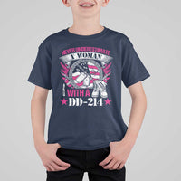 Female Veteran T Shirt For Kid Never Underestimate A Woman With DD214 US Military