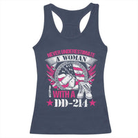 Female Veteran Racerback Tank Top Never Underestimate A Woman With DD214 US Military