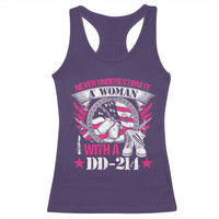 Female Veteran Racerback Tank Top Never Underestimate A Woman With DD214 US Military
