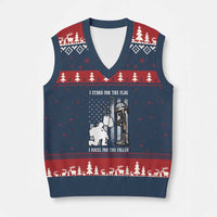 Patriotic Memorial Day V-Neck Knit Sweater Vest We Stand For the Flag We Kneel For The Fallen US Patriots - Wonder Print Shop