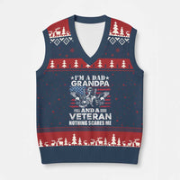 I’m a Dad Grandpa and Veteran V-Neck Knit Sweater Vest Fearless Patriotic Military Family - Wonder Print Shop