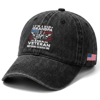 I’m a Dad Grandpa and Veteran Washed Cotton Baseball Cap Fearless Patriotic Military Family