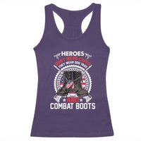 Patriotic Military Veteran Racerback Tank Top Heroes Don't Wear Capes They Wear Dog Tags And Combat Boots