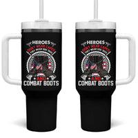Patriotic Military Veteran Tumbler With Handle Heroes Don't Wear Capes They Wear Dog Tags And Combat Boots