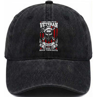 Funny Patriotic Military Veteran Washed Cotton Baseball Cap I Have Two Titles Veteran And Grumpy US Military Pride