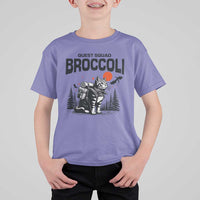 Quest Squad Broccoli Cat T Shirt For Kid Funny Hiking Adventure Cute Camping Feline