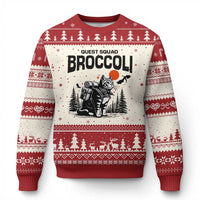 Quest Squad Broccoli Cat Ugly Christmas Sweater Funny Hiking Adventure Cute Camping Feline - Wonder Print Shop