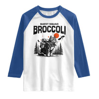 Quest Squad Broccoli Cat Raglan Shirt Funny Hiking Adventure Cute Camping Feline