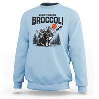 Quest Squad Broccoli Cat Sweatshirt Funny Hiking Adventure Cute Camping Feline