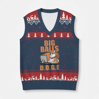 Funny Big Balls D.O.G.E V-Neck Knit Sweater Vest DOGE Shiba - Wonder Print Shop