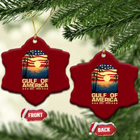 Gulf Of USA Ceramic Ornament Est 2025 American Flag Retro - Wonder Print Shop
