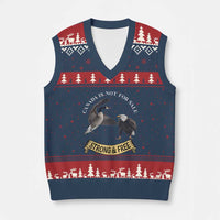 Elbows Up V-Neck Knit Sweater Vest Canada Is Not For Sale Goose Vs Eagle - Wonder Print Shop