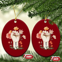 Empowered Women Ceramic Ornament Resist Raised Fist Retro Boho - Wonder Print Shop