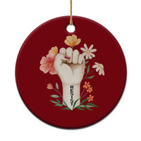 Empowered Women Ceramic Ornament Resist Raised Fist Retro Boho - Wonder Print Shop