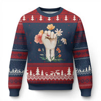 Empowered Women Ugly Christmas Sweater Resist Raised Fist Retro Boho - Wonder Print Shop