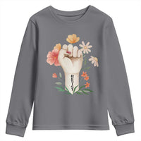 Empowered Women Youth Sweatshirt Resist Raised Fist Retro Boho