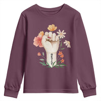 Empowered Women Youth Sweatshirt Resist Raised Fist Retro Boho