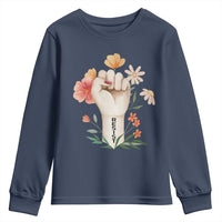 Empowered Women Youth Sweatshirt Resist Raised Fist Retro Boho