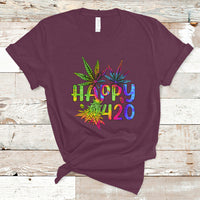 Happy 420 T Shirt Happy 420 Day Cannabis Weed Marijuana Leaf Lovers Men Women - Wonder Print Shop
