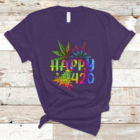Happy 420 T Shirt Happy 420 Day Cannabis Weed Marijuana Leaf Lovers Men Women - Wonder Print Shop