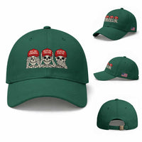 See No Crimes Hear No Truth Speak No Facts Skeletons Baseball Cap Political Satire Three Wise Monkeys Graphic