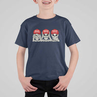 See No Crimes Hear No Truth Speak No Facts Skeletons T Shirt For Kid Political Satire Three Wise Monkeys Graphic