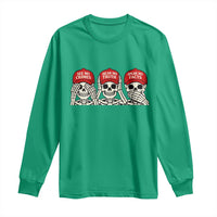 See No Crimes Hear No Truth Speak No Facts Skeletons Long Sleeve Shirt Political Satire Three Wise Monkeys Graphic