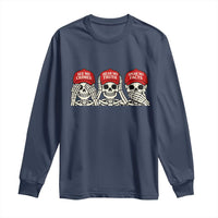 See No Crimes Hear No Truth Speak No Facts Skeletons Long Sleeve Shirt Political Satire Three Wise Monkeys Graphic