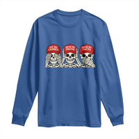 See No Crimes Hear No Truth Speak No Facts Skeletons Long Sleeve Shirt Political Satire Three Wise Monkeys Graphic