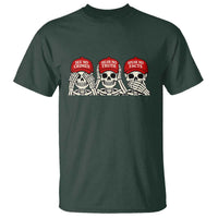 See No Crimes Hear No Truth Speak No Facts Skeletons T Shirt Political Satire Three Wise Monkeys Graphic